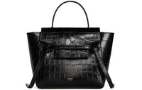 CELINE Belt Cow Leather Handbag Women's Black