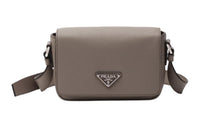 PRADA Saffiano Leather Crossbody Bag Shoulder Bag Men's Mud Gray