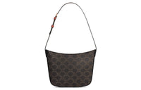 CELINE Croque Cow Leather Handbag Shoulder Bag Medium Size Women's Tawny