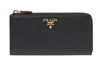 PRADA Saffiano Leather Wallet Large Size Women's Black