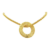 CHANEL 1980-1990 Plated Round Pendant Costume Necklace