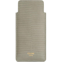 CELINE Lizard Skin Storage Bag Women's Green Clay