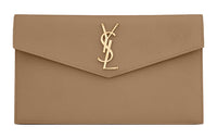 SAINT LAURENT UPTOWN Cow Leather Envelope Bag, Clutch Women's Taupe