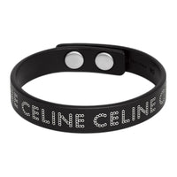 CELINE Monochroms Studs Bracelet In Calfskin And Brass With Rhodium Finish
