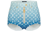 LOUIS VUITTON Blue Lagoon Monogram Casual Shorts Women's Blue