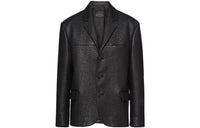 PRADA Single-Breasted Straight Hem Leather Jacket