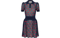 DIOR Quarterly New Products Short-Sleeved Dresses Women's Marine Blue