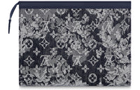 LOUIS VUITTON Canvas With Leather Storage Bag Clutch Toiletry Bag Regular Men's Blue Gray