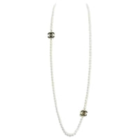 CHANEL Pearl Necklaces Women's White