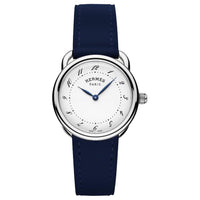 HERMES Wrist Watch Quartz Movement Cowhide Strap 28mm White Dial Unisex