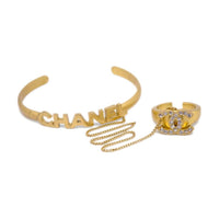 CHANEL Gold-plated Rhinestones Bangles Women's Gold