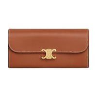 CELINE Triomphe Natural Calfskin Wallet Large Size Women's Brown