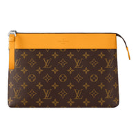 LOUIS VUITTON Pochette Voyage Monogram Macassar Coated Canvas Toiletry Bag Clutch Unisex Yellow & Brown