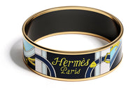HERMES Enamel Gold-plated Bangles Women's Black
