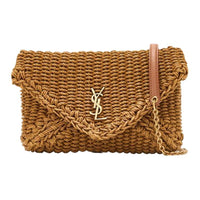 SAINT LAURENT CASSANDRE Jute Envelope Bag, Shoulder Bag Mini Women's Brown