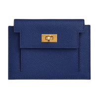 HERMES Kelly Pocket Epsom Calfskin Wallet Women's 73 Bleu Saphir Sapphire Blue
