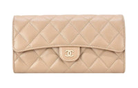 CHANEL Textured Calfskin Wallet Women's Dark Pink