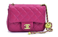 CHANEL Classic Flap CF Diamond Pattern Lambskin Square Fatty Shoulder Bag Crossbody Bag Women's Purple