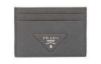 PRADA Leather Card Holder Regular Men's Gray