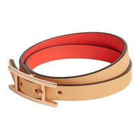HERMES Calfskin Wristbands Unisex Brown