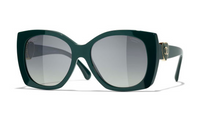CHANEL Irregular Shape Sunglasses Women's Green