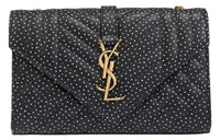SAINT LAURENT ENVELOPE Quilting Leather Envelope Bag Shoulder Bag Crossbody Bag Women's Black