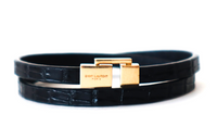 SAINT LAURENT Leather Metal Bracelets Women's Black