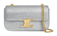 CELINE Diamond Adorned Cow Leather Suede Crossbody Bag, Shoulder Bag Women's Silver