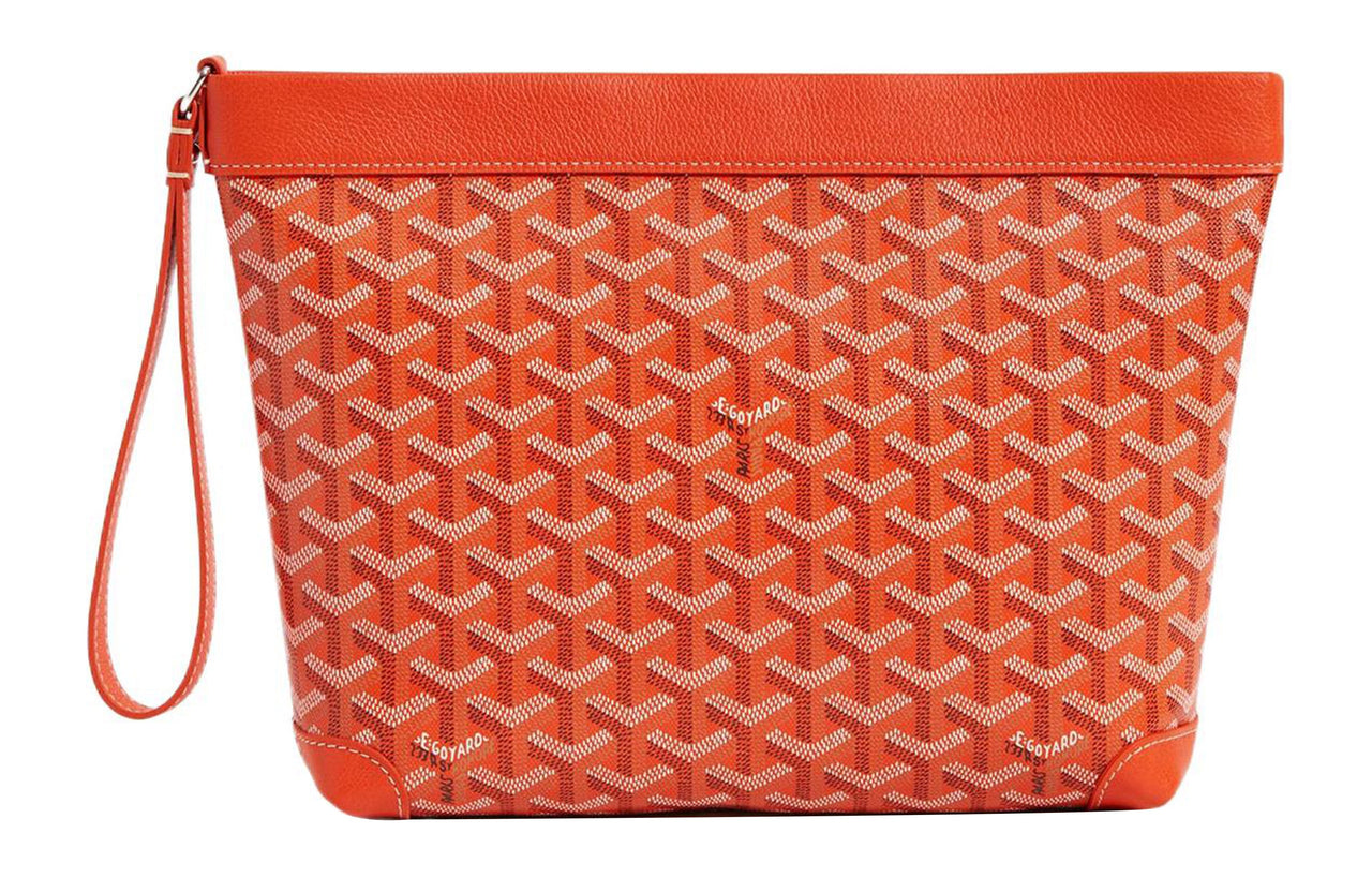 GOYARD Canvas With Calfskin Dog's Teeth Toiletry Bags Storage Bags Clutches Unisex Orange