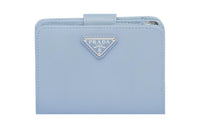 PRADA Saffiano Leather Wallet Small Size Women's Light Blue