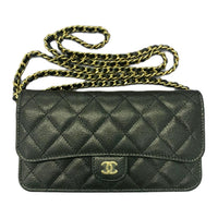 CHANEL Cow Leather Shoulder Bag, Crossbody Bag Women's Black