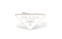 PRADA Enamel-Coated 925 Silver Palladium Clip-On Earrings Women's White