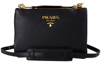 PRADA Cow Leather Shoulder Bag Women's Black