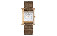 HERMES Heure H Collection Wrist Watch Quartz Movement Genuine Leather Strap White Dial Women's Watch