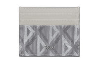 DIOR Smooth Cow Leather, Cotton, Gray Canvas Card Holder Card Holder Men's Gray