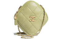 CHANEL Sheepskin Diamond Bag Fanny Pack Shoulder Bag Women's Grass Green