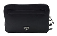 PRADA Saffiano Cow Leather Clutch Men's Black