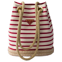 PRADA Cotton Bucket Bag, Handbag, Shoulder Bag Small Size Women's Pomegranate Yellow & Red