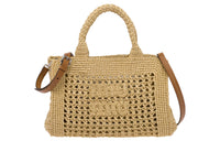 MIU MIU Straw And Wicker Crossbody Handbags Women's Brown