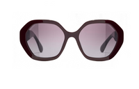CHANEL Acetate Plastic Irregular Shape Sunglasses Women's Burgundy