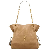 SAINT LAURENT Suede Shoulder Bag Trumpets Women's Golden Leaf