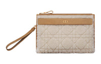DIOR Caro Shearling Clutch Large Size Women's Beige/Brown