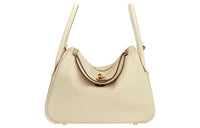 HERMES Lindy Swift Leather Handbag Shoulder Bag Women's Ash White/Lime