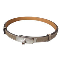 HERMES Metal Leather Belts Women's Brown -