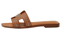 HERMES Oran Sandal Naturel Mini Stud Calfskin Leather