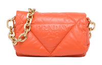 PRADA Leather Portable Crossbody Bag Shoulder Bag Women's Orange