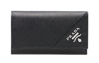 PRADA Cow Leather Key Pouch Regular Unisex Black