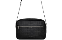 SAINT LAURENT Leather Messenger Crossbody Bag Men's Black