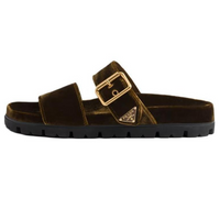 PRADA Buckled Velvet Sandals