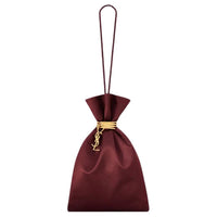 SAINT LAURENT Nylon Viscose Thread Evening Party Clutch Women's Burgundy